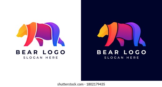 Logo Design Modern Bear Colorful or Gradient