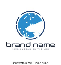 logo design modern concep technology bear vector template