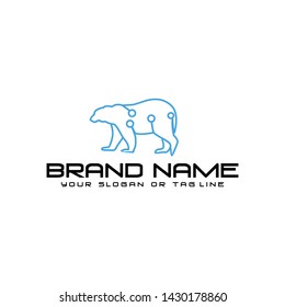 logo design modern concep technology bear vector template