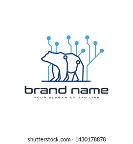 logo design modern concep technology bear vector template