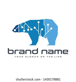 logo design modern concep technology bear vector template