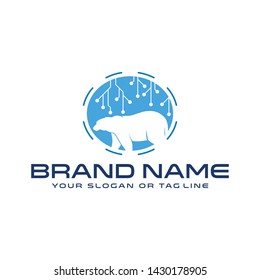 logo design modern concep technology bear vector template