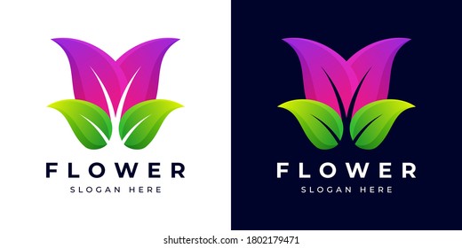 Logo Design Modern Flower Colorful or Gradient