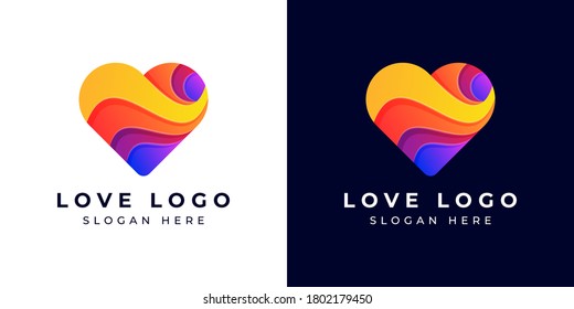 Logo Design Modern Love or Heart Colorful or Gradient