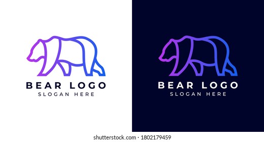 Logo Design Modern Minimalist Technology Bear Line Art