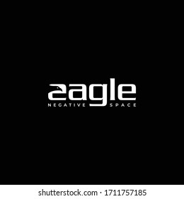 logo design modern negative space with symbol eagle in letter e
