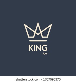 logo design modern simple combination of a crown symbol with the letters A and M