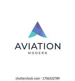 logo design modern from the symbol letter A full color nuances of the world of flight