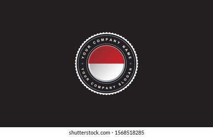 logo design with Monaco flag concept in circle. White and Red Badge Vintage and premium