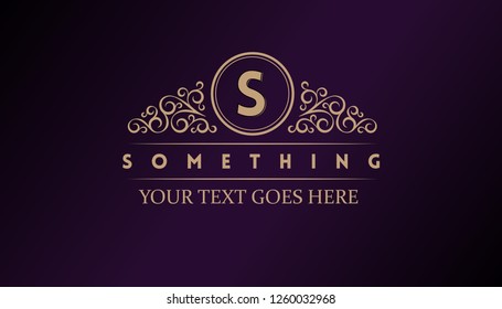 Logo design with monogram element and flourish ornament for restaurant, club, boutique, cafe, hotel, visiting cards. Vector illustration