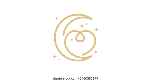 logo design moon love, dream, night, star, logo design icon, vector, symbol, idea.