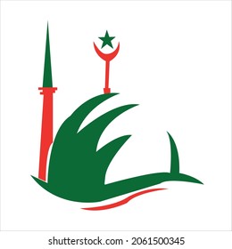 diseño del logotipo de la mezquita.Ilustración del arte vectorial de la mezquita.Diseño del logotipo islámico.Plantilla de diseño de iconos de la mezquita