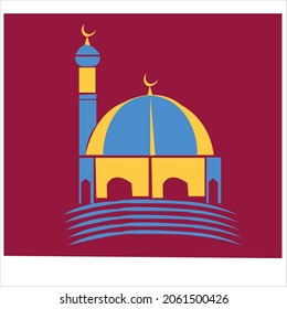 logo design of Mosque.Mosque vector art illustration.Islamic logo design.Mosque icon design template
