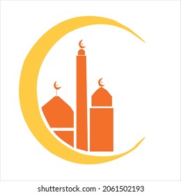 Logo-Design Moschee.Moschee Vektorgrafik.Islamisches Logo-Design.Moschee-Symbol-Design-Vorlage