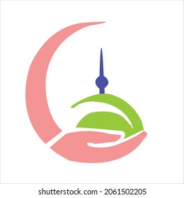 logo design of Mosque.Mosque vector art illustration.Islamic logo design.Mosque icon design template