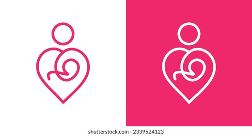 logo design of mother and child affection made in line and minimalist style