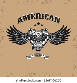 Logo design with motorbike. Retro style with moto. Classical logo design with motorcycles.