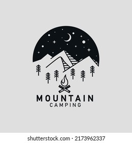 logo design with mountain and bonfire image