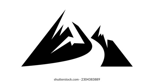 logo design mountain and road icon vector illustration simple