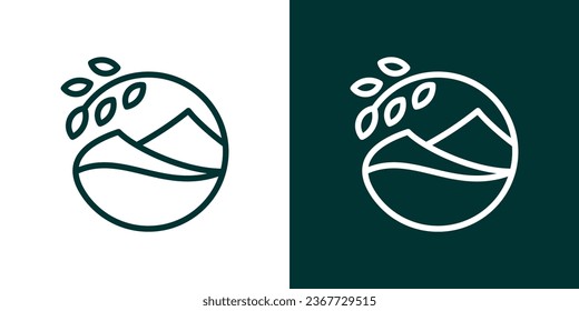 logo design with mountain views in a circle