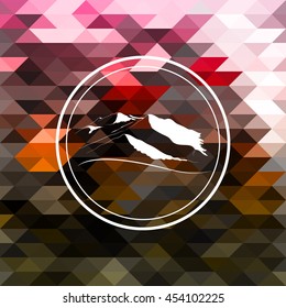 Logo design of mountains peak on the colorful triangles background.