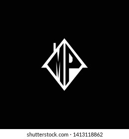Logo design of MP PM in vector for construction, home, real estate, building, property. Minimal awesome trendy professional logo design template on black background.