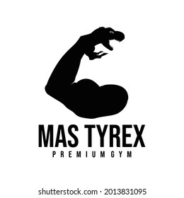 Logo design with muscle and dinosaur concept
