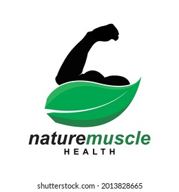 Logo design with muscle and leaf concept