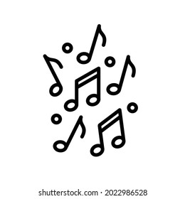 Logo Design Music notes, song, melody or tune flat vector icon with line art style on white background.