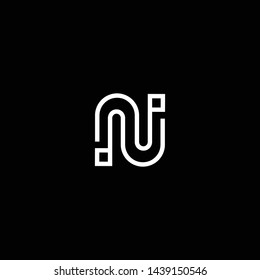 Logo design of N NN NU UN in vector for technology, electronics, digital, connection. Minimal awesome trendy professional logo design template on black background.