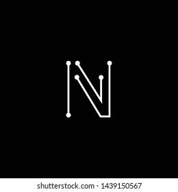 Logo design of N NN NV VN in vector for technology, electronics, digital, connection. Minimal awesome trendy professional logo design template on black background.