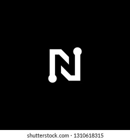 Logo design of N NN in vector for technology, electronics, digital, connection. Minimal awesome trendy professional logo design template on black background.