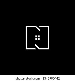 Logo design of N in vector for construction, home, real estate, building, property. Minimal awesome trendy professional logo design template on black background.