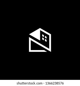 Logo design of N in vector for construction, home, real estate, building, property. Minimal awesome trendy professional logo design template on black background.