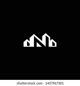 Logo design of N in vector for construction, home, real estate, building, property. Minimal awesome trendy professional logo design template on black background.