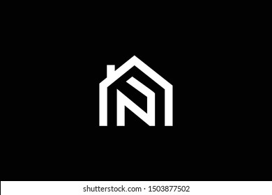 Logo design of N in vector for construction, home, real estate, building, property. Minimal awesome trendy professional logo design template on black background.