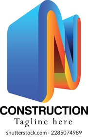 Diseño de logotipo de N, vector de construcción, casa, inmueble, edificio y propiedad. Diseño de logotipo profesional de negocios minimalista 