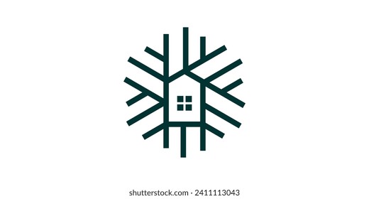 logo design nature home, greenhouse, minimalist line, icon, vector, symbol.