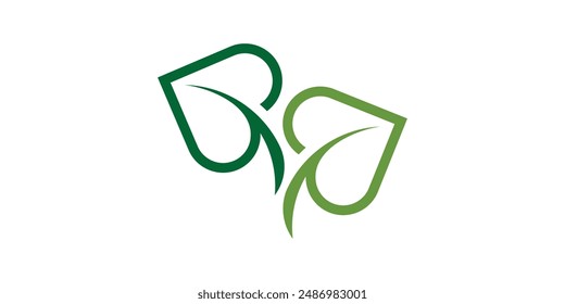 logo design nature love, heart, leaf, plant, organic, logo design template, symbol, icon, vector, creative, idea.