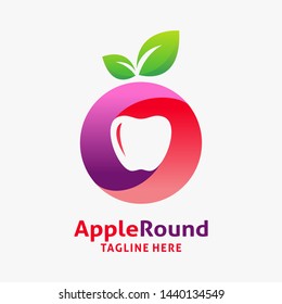 Logo design of negative apple fruit in circle inside