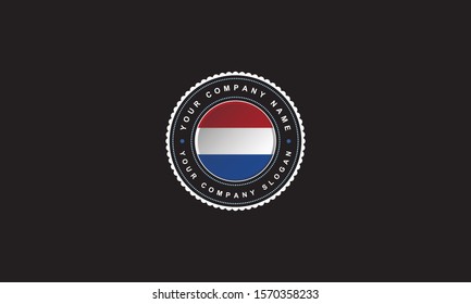 logo design with Netherlands concept in circle. Red,White and blue Badge Vintage and premium