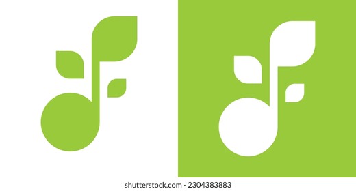 logo design not music and leaf icon vector illustration