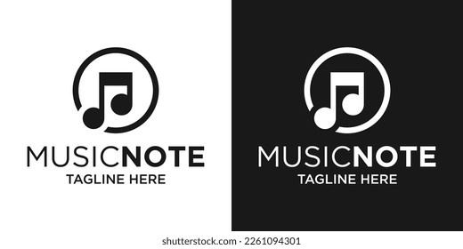 logo design note music with circle icon illustration