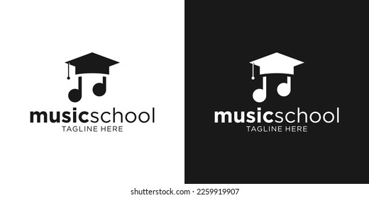 logo design note music and student school graduation icon vector illustration