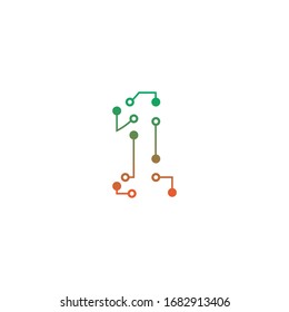 Logo design of number 1 for technology, electronics, digital, connection. Minimal awesome trendy professional logo design template