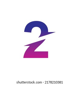 logo design number 2 blue color purple combination luxurious and elegant style. monogram 2. typography 2. suitable for business, technology, company, birthday, anniversary, anniversaries. number logo