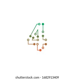 Diseño de logotipo número 4 para tecnología, electrónica, digital, conexión. Plantilla de diseño de logotipo profesional de moda mínima