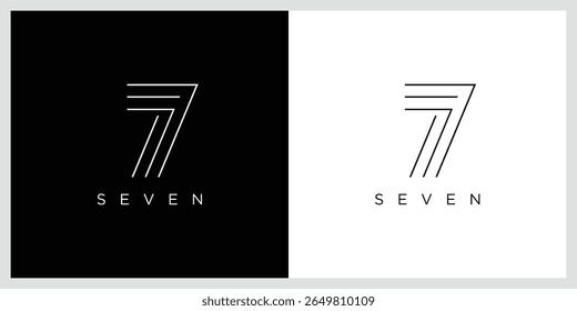 Logo design number 7  luxurious and elegant style. monogram 7, typography 7, suitable for business