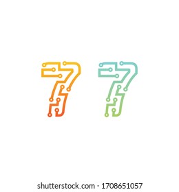 Diseño de logotipo número 7 para conexión digital electrónica de tecnología. ilustración de vektor