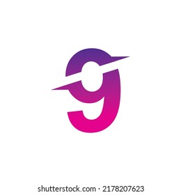 diseño logotipo número 9 color púrpura azul combinación lujoso y elegante estilo. monograma 9. tipografía 9. adecuado para negocios, tecnología, empresa, cumpleaños, aniversario, aniversario. logotipo de número